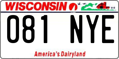 WI license plate 081NYE