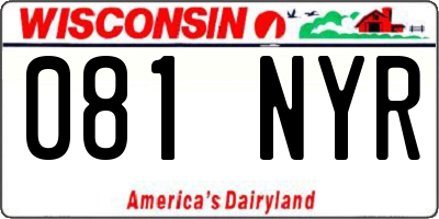 WI license plate 081NYR
