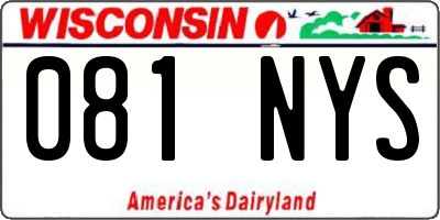 WI license plate 081NYS