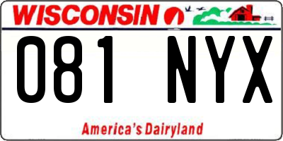 WI license plate 081NYX