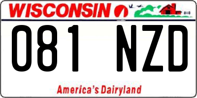 WI license plate 081NZD
