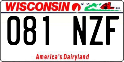 WI license plate 081NZF