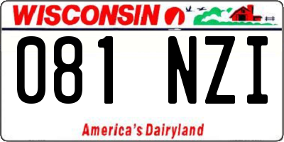 WI license plate 081NZI