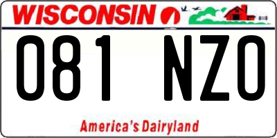 WI license plate 081NZO