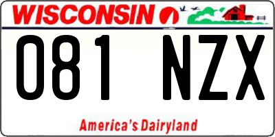 WI license plate 081NZX