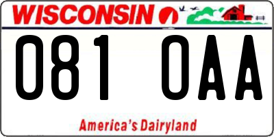 WI license plate 081OAA