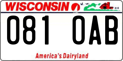 WI license plate 081OAB
