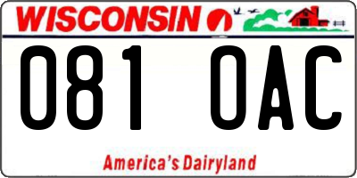 WI license plate 081OAC