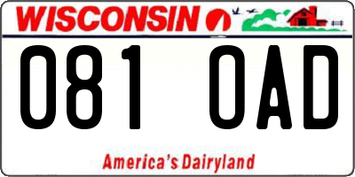 WI license plate 081OAD