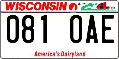 WI license plate 081OAE