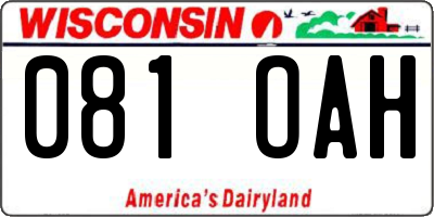 WI license plate 081OAH