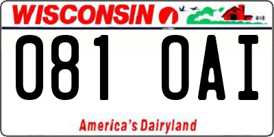 WI license plate 081OAI