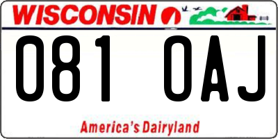 WI license plate 081OAJ
