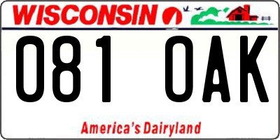 WI license plate 081OAK
