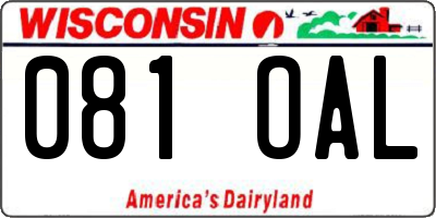 WI license plate 081OAL