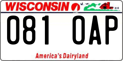WI license plate 081OAP