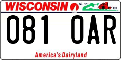 WI license plate 081OAR