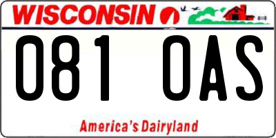 WI license plate 081OAS