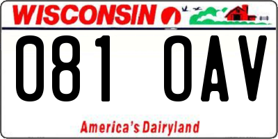 WI license plate 081OAV
