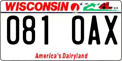 WI license plate 081OAX