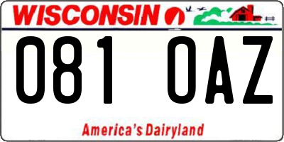 WI license plate 081OAZ