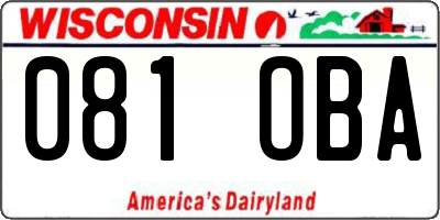 WI license plate 081OBA