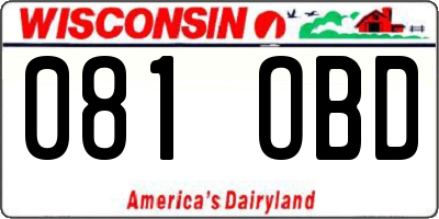 WI license plate 081OBD