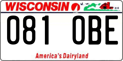 WI license plate 081OBE