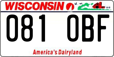 WI license plate 081OBF