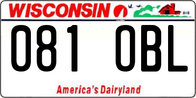 WI license plate 081OBL