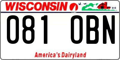WI license plate 081OBN
