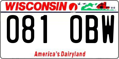 WI license plate 081OBW