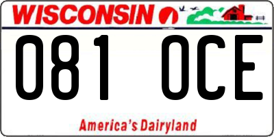 WI license plate 081OCE