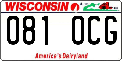 WI license plate 081OCG