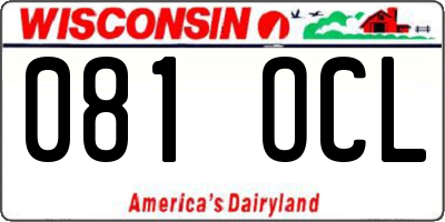 WI license plate 081OCL
