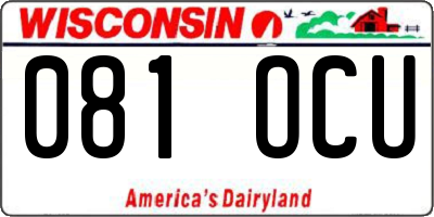 WI license plate 081OCU