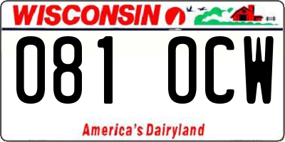 WI license plate 081OCW