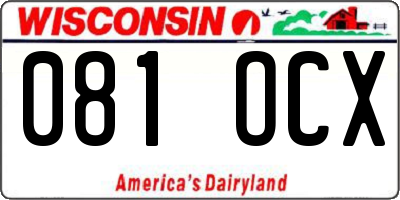 WI license plate 081OCX