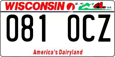 WI license plate 081OCZ