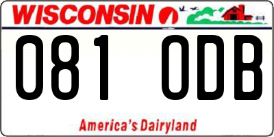 WI license plate 081ODB