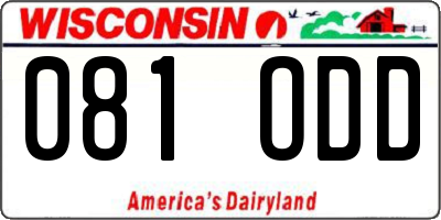 WI license plate 081ODD
