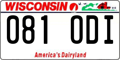 WI license plate 081ODI