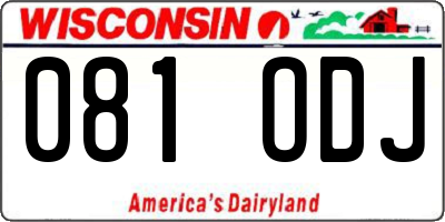 WI license plate 081ODJ