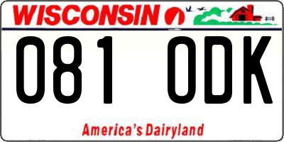WI license plate 081ODK