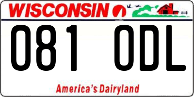 WI license plate 081ODL