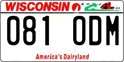 WI license plate 081ODM