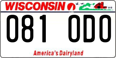 WI license plate 081ODO