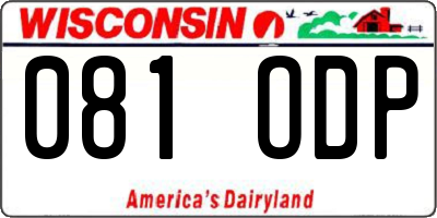 WI license plate 081ODP