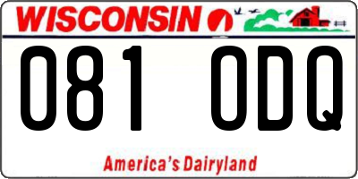 WI license plate 081ODQ