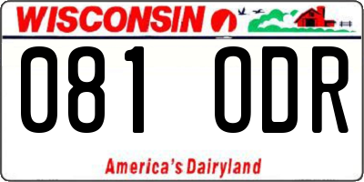 WI license plate 081ODR